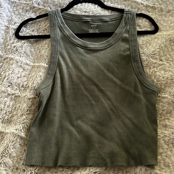 aerie Tops - Aerie Ribbed Crop Tank Top L